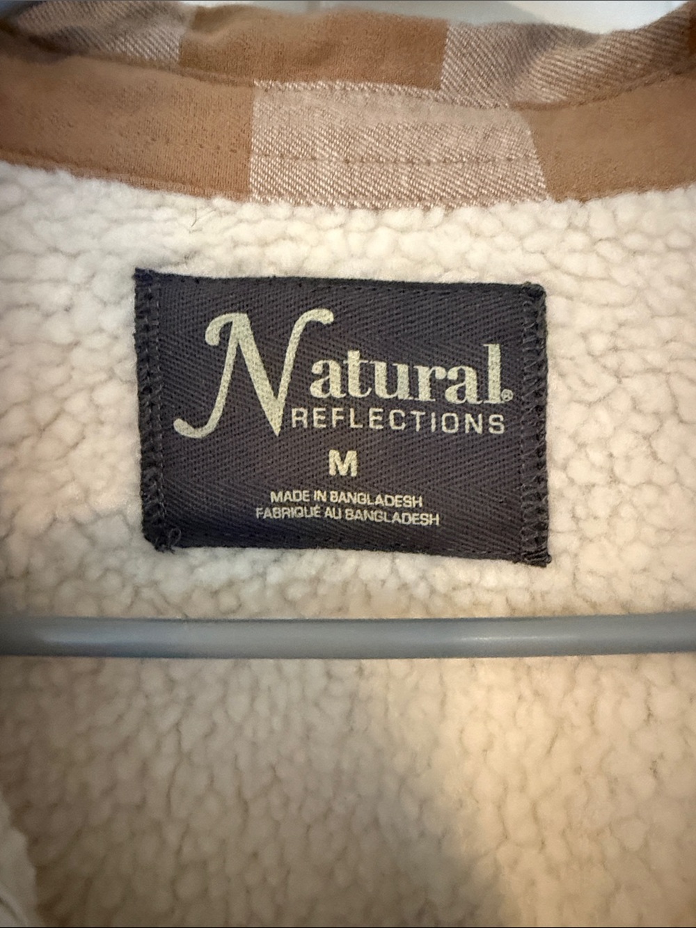 Natural Reflections Brown and Cream Buffalo Plaid Sherpa-Lined Shacket Medium - Picture 2 of 5